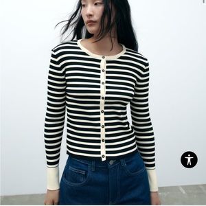 Zara STRIPED KNIT CARDIGAN